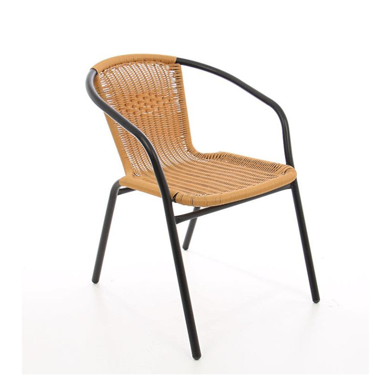 Set masa pentru Gradina cu 4 SCAUNE, Confectionat din Metal+Polietilena, Model elegant cu design modern, Culoare-Maro