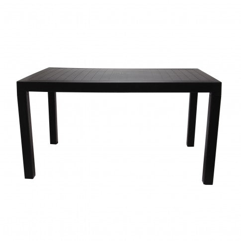 Masa dreptunghiulara fixa pentru gradina idealSTORE, Dimensiuni 140 x 80 cm, Fabricata din polipropilena, Culoare Maro