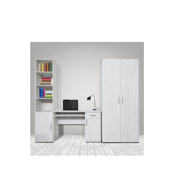Birou idealSTORE COLLECTION, DIMENSIUNI:120 x 75 x 50 cm, Material PAL melaminat, cu grosimea de 1.6 cm si cant cu grosimea de 0.4 mm, Prevazut cu doua rafturi si un sertar, Culoare Stejar Alb