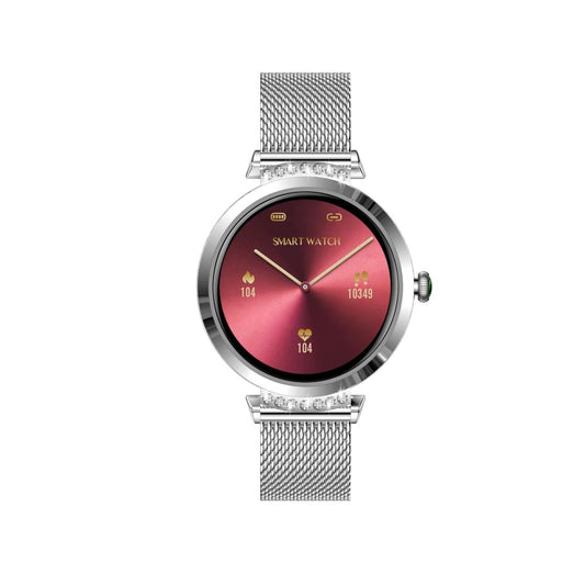 Ceas SmartWatch Lady's Diamond idealStore, Dimensiune Ecran 1.9', Rezistent la Apa, Bluetooth, Monitor Ritm Cardiac, Oxigen din Sange, Momento Apel/Mesaje, Multi Sport, Compatibil iOS si Android, Silver