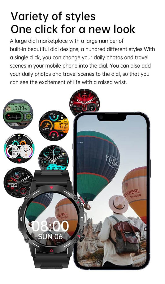Ceas Smartwatch DiscoverWatch idealSTORE, Ecran AMOLED 1.43 HD Inch, Functie de Preluare Apel, Difuzor si Microfon incorporat, Notificari Facebook, Whatssapp, Instagram, AI Voice, Tensiune arteriala, Cronometru, Pedometru, Negru