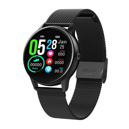 Ceas SmartWatch DT88 Pro Appearance idealStore, Negru, Curea Metalica, Impermeabil, Display 1.3 HD Touchscreen, Monitorizare ECG, Pedometru, Altimetru, Sedentary Reminder, 8 Moduri Sportive, Notificari Whatsapp/Facebook/Instagram