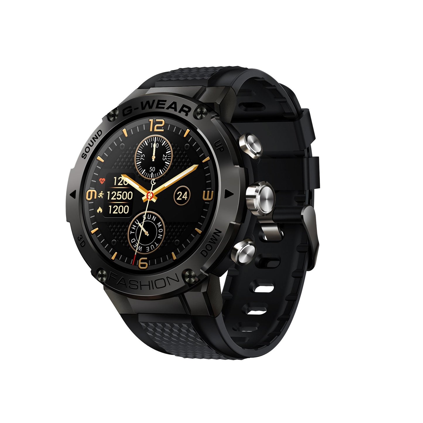 Ceas SmartWatch Fashion Wear idealStore, Ecran Tactil Complet 1.32 inch, Apel BT, Cadran Personalizat, Monitorizare Ritm Cardiac, Tesiune Arteriala, Mod Sport, Controlul Muzicii, Camera la Distanta, Compatibil iOS si Android, Negru