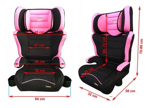 Scaun Auto Profesiona Pentru Copil, Baby Jolie GALAXY IDL Collection, 2 Grupe de Greutate 15-36 kg, Tetiera Reglabila, Cotiere Special Conturate, Suport Sticla, Material Rezistent, Negru Roz