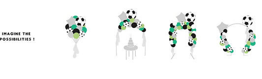 Ghirlanda de Baloane idealSTORE Party Football, Include 48 de Baloane, Banda 2,5 m, Un Pai de Hartie, Benzi de Spuma, Dimensiuni 150 x 126 cm, Latex, Culori Mixte, Ideal Pentru Petreceri de Baieti