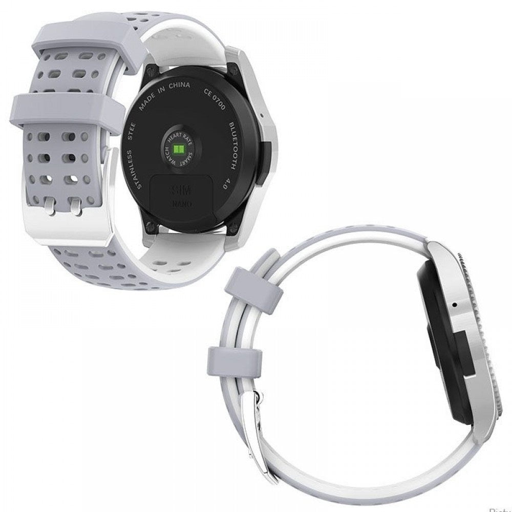 Ceas Smartwatch SPORT TOP GEAR 2019, Cadran din otel, Conectivitate 2G, Display 1.3' IPS, Bluetooth 4.0, Compatibil Android si iOS, Senzori Tensiune si Puls, Culoare-Alb