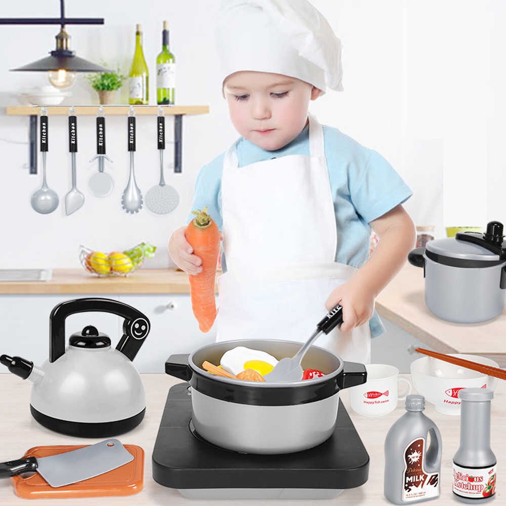 Set de gatit pentru copii HAPPY KITCHEN Dimensiuni pachet 28 x 23 x 18 cm, Include 40 de accesorii, aragaz cu efecte sonore si luminoase, gratar, cuptor, bucate, ceainic, oale, tigaie