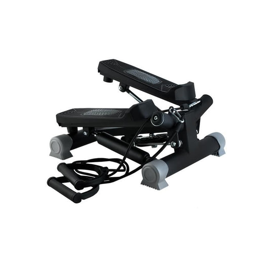 Stepper reglabil cu corzi BLACK EDITION idealSTORE, Dimensiuni 40 x 37 x 18 cm, Telescoape puternice, Suprafata anti-derapanta, Intensitate ajustabila, 4 Functii de monitorizare a antrenamentului, Sarcina 120 KG