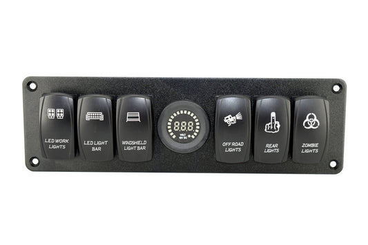 Panou 6 intrerupatoare auto cu diferite functii si voltmetru, VistaCar