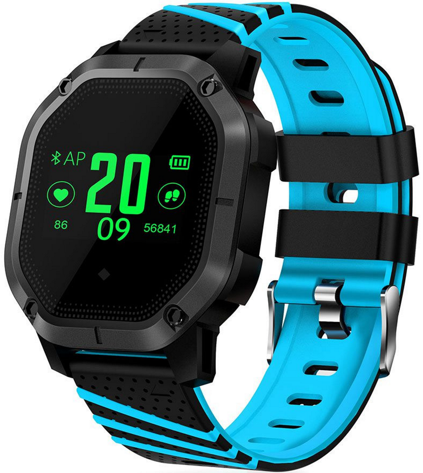 Ceas Smartwatch si Bratara Fitness Sport-Tech K5, Model Sport, Tensiometru, Puls, Monitor Somn, Bratara Detasabila, Notificare Apeluri si Mesaje, IP68 Waterproof, Incarcare Magnetica, Culoare Albastru