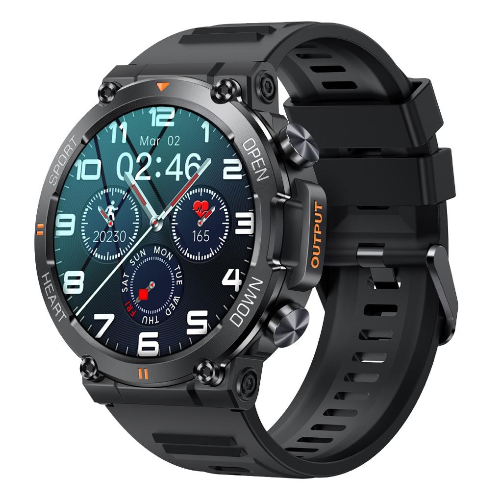 Ceas Smartwatch ARMYWatch IdealStore, Ecran tactil de 1.28 HD Inch, Functie de Preluare Apel, Difuzor si Microfon incorporat, Notificari Facebook, Whatssapp, Instagram, Rezistent la apa IP 68, Tensiune arteriala, Cronometru, Pedometru, Black