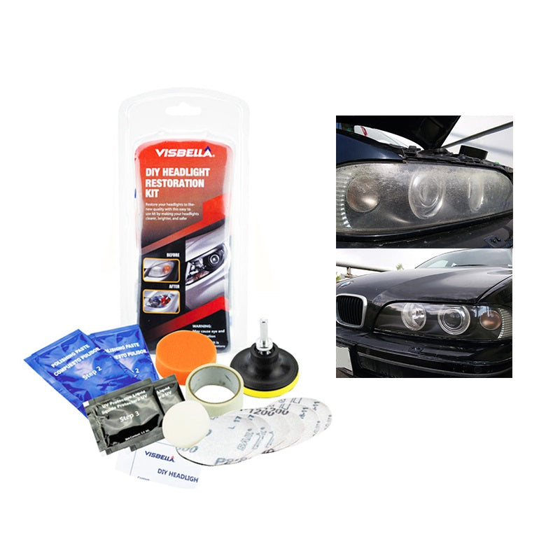 Kit complet Restaurare Faruri idealSTORE, Ajuta la curatarea geamului de la far si protejeaza impotriva razelor UV