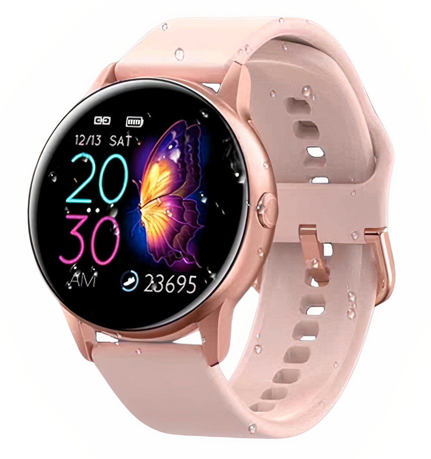 Ceas Smartwatch KingWear idealStore, Ecran Tactil HD 1.3 inch, Rezistent la Apa, Pedometru, Monitorizare Ritm Cardiac, Tensiune Arteriala, Sedentary Reminder, Moduri Sport, Roz