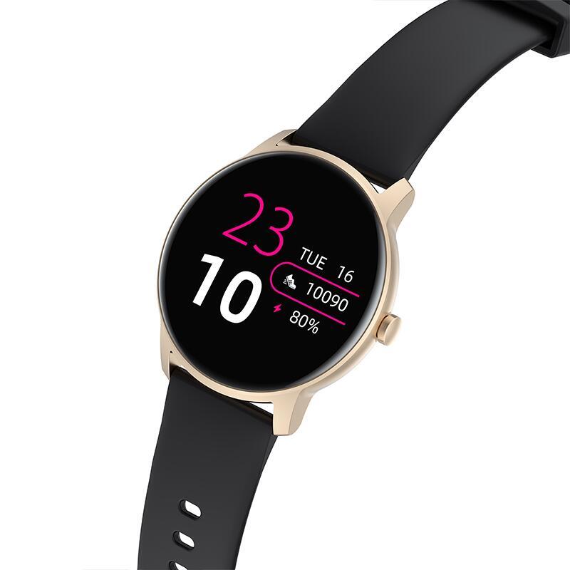 Ceas SmartWatch idealStore Keop77, Monitorizare Sport si Sanatate, Pedometru, Rezistent la Apa, Ecran Curbat, Ultra Subtire, Brata Silicon, Gold