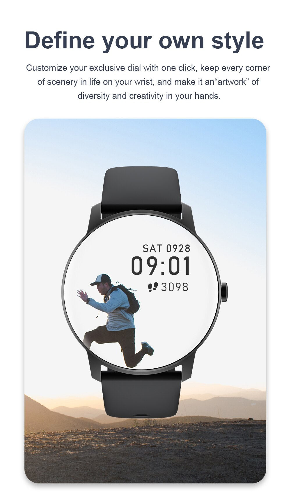 Ceas SmartWatch idealStore Keop77, Monitorizare activitati Sportive si Sanatate, Pedometru, Rezistent la Apa, Ecran Curbat, Ultra Subtire, Brata Silicon, Negru