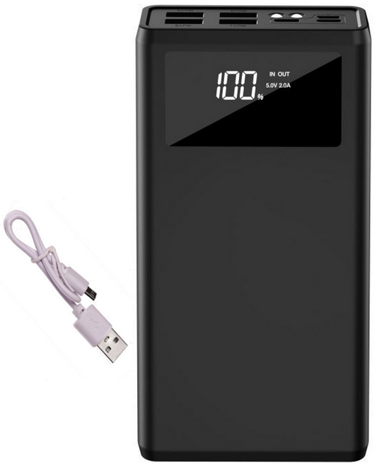 Baterie Externa idealStore PowerBank 30000 maH, 4 iesiri USB, 2 x usb cu Incarcare Rapida, Tensiune Iesire 5V-2A, Ecran LED, Functie de Lanterna, Incarcare in 10 ore