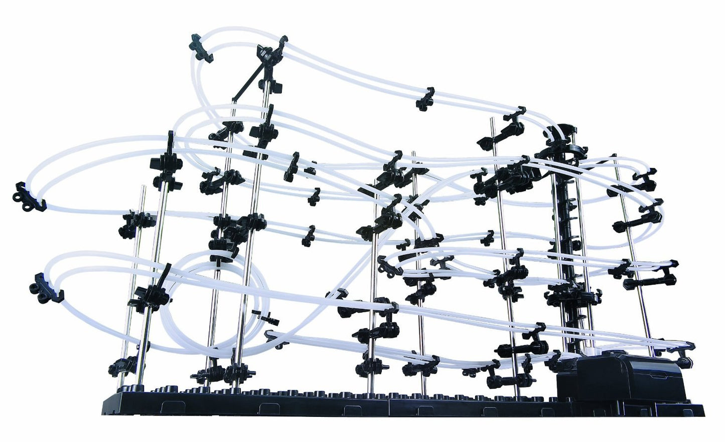 Set de Constructie Ball RollerCoaster 3D idealSTORE, Dimensiuni 71 x 20 x 36cm, Structura Metalica, Include 3 Bile de Otel, Sporeste divertismentul creativ si provocarile mentale, Level 3