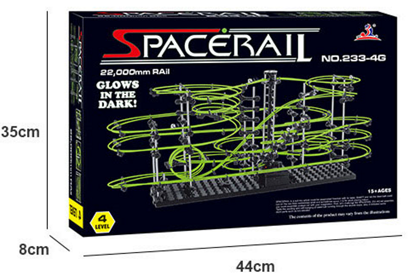 Set de Constructie Ball RollerCoaster 3D idealSTORE, Dimensiuni 72 x 34 x 36cm, Structura Metalica, Include 4 Bile de Otel, Sporeste divertismentul creativ si provocarile mentale, Level 4