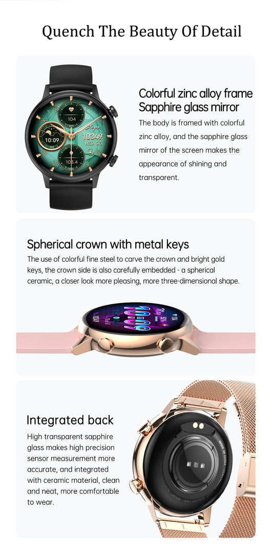 Ceas Smartwatch Live On Watch IdealStore, Ecran AMOLED HD 1.1 inch, Preluare Apeluri si Mesaje Bluetooth, NFC, Monitorizare Ritm Cardiac si Somn, Asistent Vocal, Difuzor si Microfon incorporat, IP68, Alarma, Android-IOS, Long Battery, Metal Gold Edition
