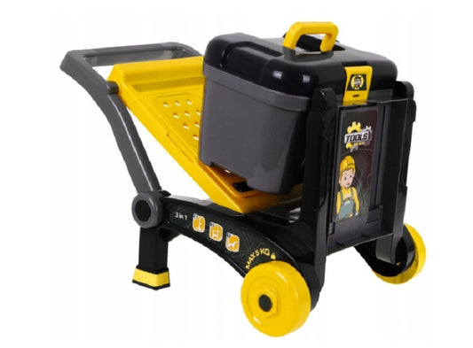 Banc de lucru Delux Micul Mecanic, mobil 3 in 1, dotat cu numeroase accesorii (cleste, ciocan, surubelnite, subururi si piulite, chei, fierastrau), Ideal pentru dezvoltarea abilitatilor celor mici