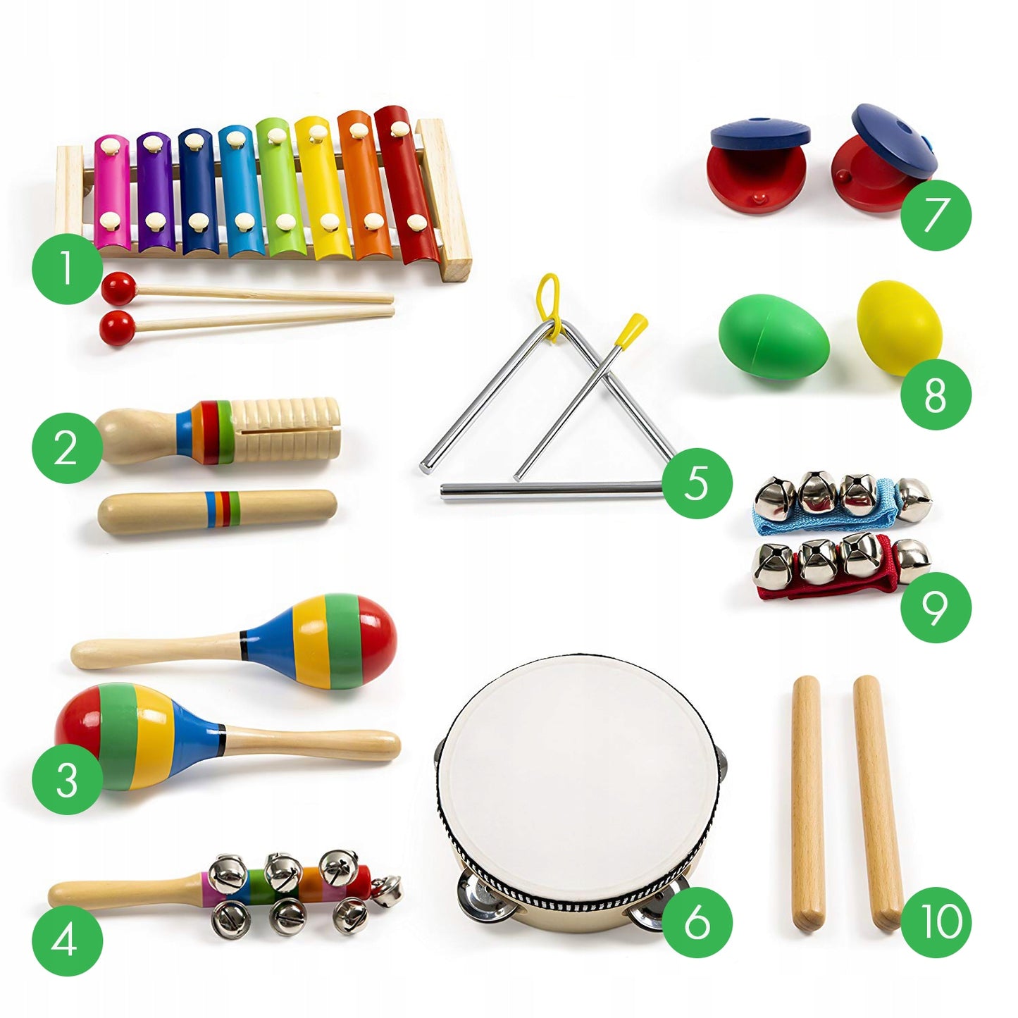 Set 10 instrumente muzicale idealSTORE, Juniorii Muzicieni, Dezvolta performantele sunetelor, Incurajeaza jocul de rol prin exersarea fiecarui instrument, Alaturi de rucsac pentru depozitare Cadou