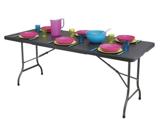 Masa Pliabila Tip Vaiza IDL, Brown DELUXE-Colectie 2019, Dimensiuni: 180 x 75 cm, Constructie masiva din otel, Posibilitatea de pliere rapida a mesei intr-o valiza cu maner