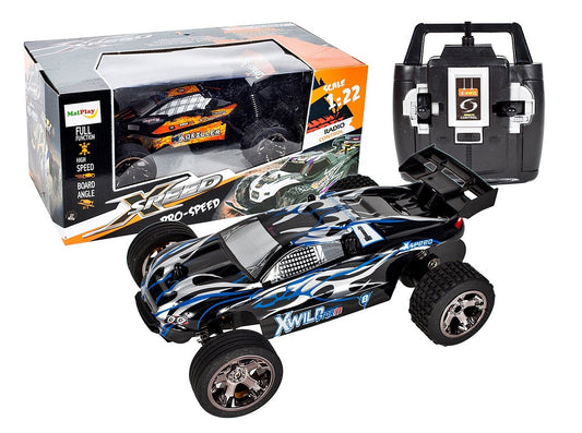 Masinuta cu telecomanda si suspensii OFF-ROAD idealBlue Sport, Dimensiuni 22 x 14 x 8 cm, Scara 1:22, Manevrabilitate ridicata, Dezvolta coordonarea si abilitatile motrice, Maxim 15/h