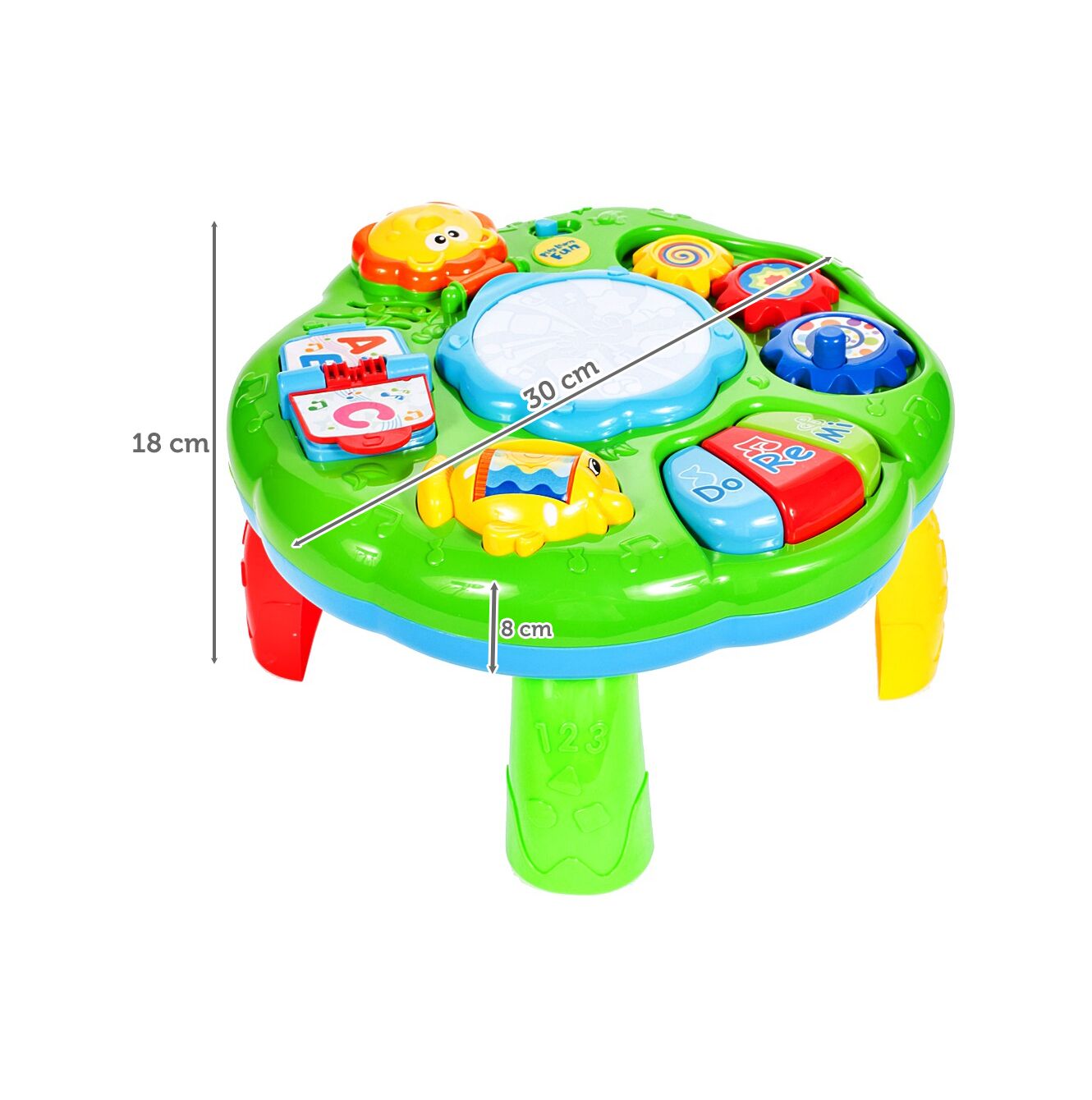 Masuta Interactiva 6 in 1 pentru Bebelusi IdealStore, Include Unelte Rotative care reda Muzica, Taste Muzicale, Accesorizata cu Sunete si Lumini, Stimuleaza Dezvoltarea Vizuala si Motorie