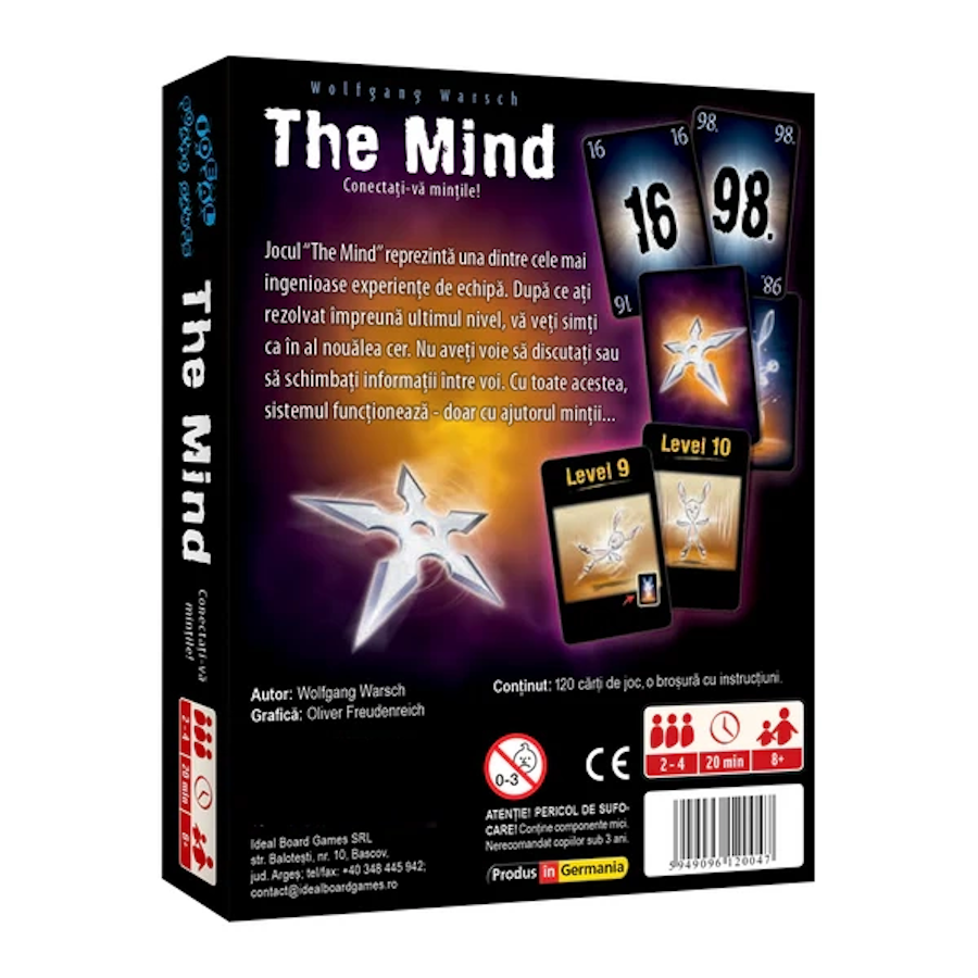 Joc de societate The Mind idealSTORE, Joc ingenios, de Echipa, 120 carti de joc, 1 Regulament
