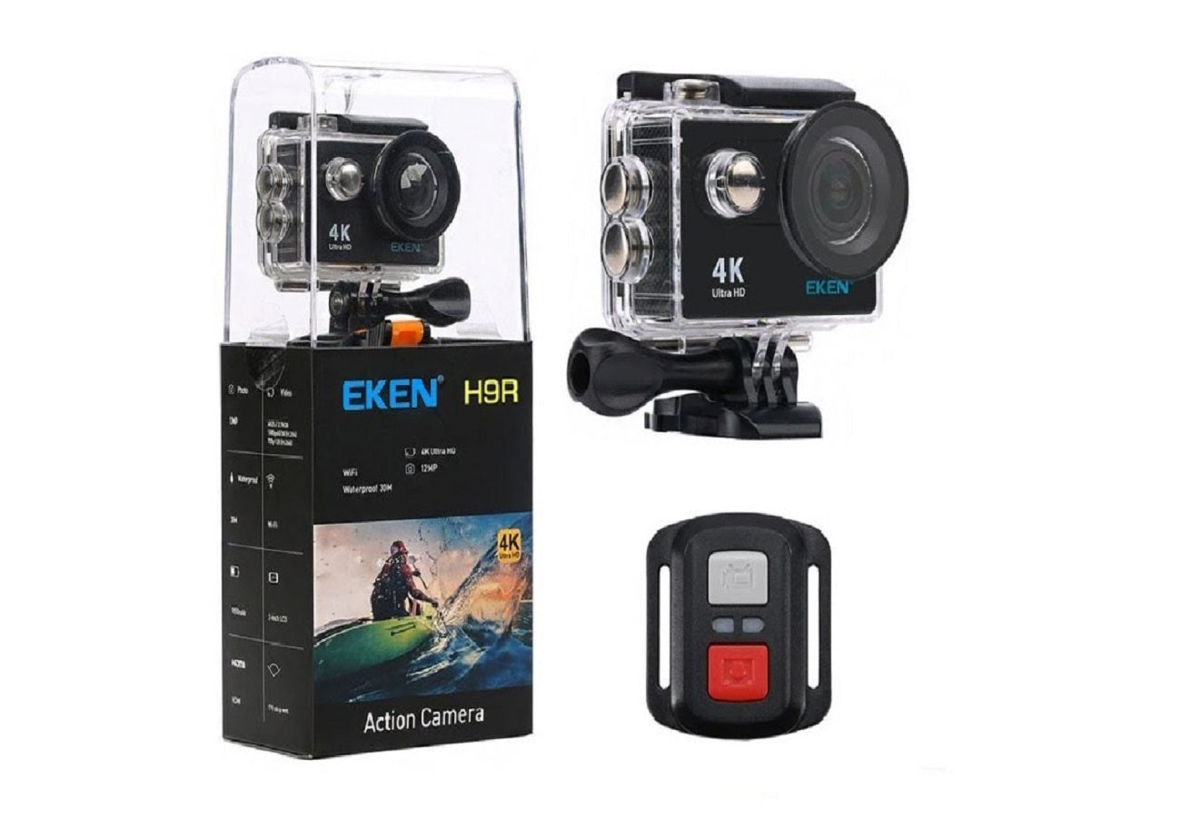 Camera video EKEN Ultra HD 4K super sport 170 grade,Subacvatica 30 m, Wi-Fi Hotspot,Kit accesorii sport, HDMI, 2-inch, NEGRU+ Telecomanda Cadou