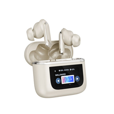 Casti Wireless cu Touch Screen idealSTORE NewXOne, Microfon, Bass Profund, Touch Screen, sunet Stereo la 360, Functie de Apel Primit, Raspundere-Respingere Apel, Reducere Zgomot ENC, Spectacol Lumini LED, culoare Gold