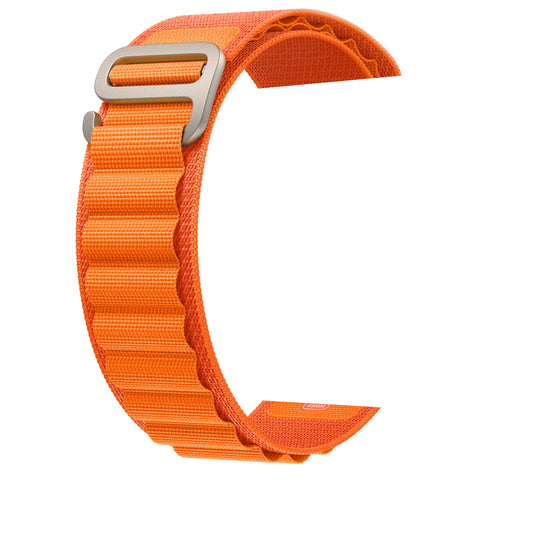 Bratara NylonStrap compatibila Smartwatch Ultra Watch IdealStore, Textila, Fara cusaturi, Dimensiune 49 mm, Orange Edition