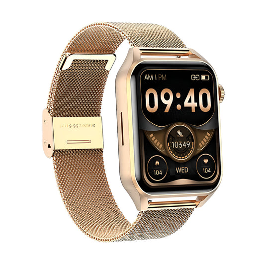 Ceas Smartwatch NEW Oro IdealStore, Ecran Tactil 1.78 inch, Preluare Apeluri si Mesaje, Bluetooth, Monitor Ritm Cardiac si Somn, Multi-Sport, Difuzor si Microfon, IP67, Alarma, Android-IOS, Long Battery, Gold Metalic