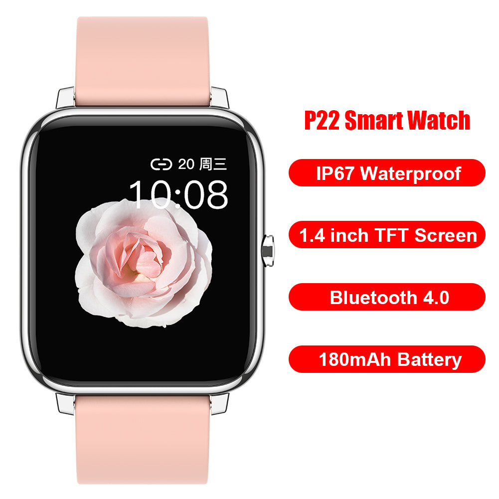 Ceas SmartWatch Plus Bakeey idealStore, Rezistent la Apa, Control Camera, Monitorizare Ritm Cardiac, Tesiune Arteriala, Pulsoximetru, Culoare Roz