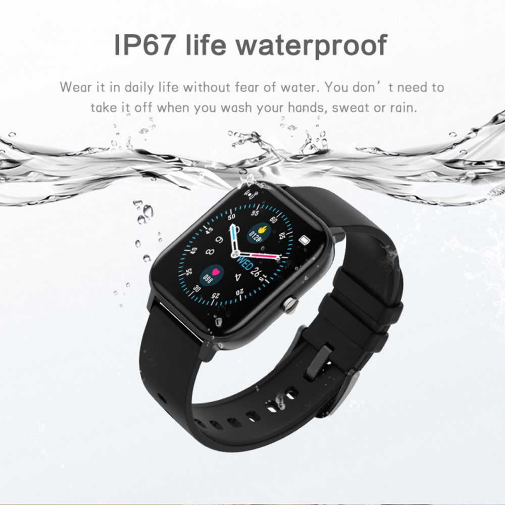 Ceas Smartwatch P8T Optimus idealStore, Curea Silicon, Negru, Impermeabil, 1.4 inch Full Touch Screen, Notificari App, Sedentary Reminder, Control Camera, Music Cotrol, Anti-Lost, Monitorizare Ritm Cardiac, Arderea Caloriilor, Pedometru, Cronometru