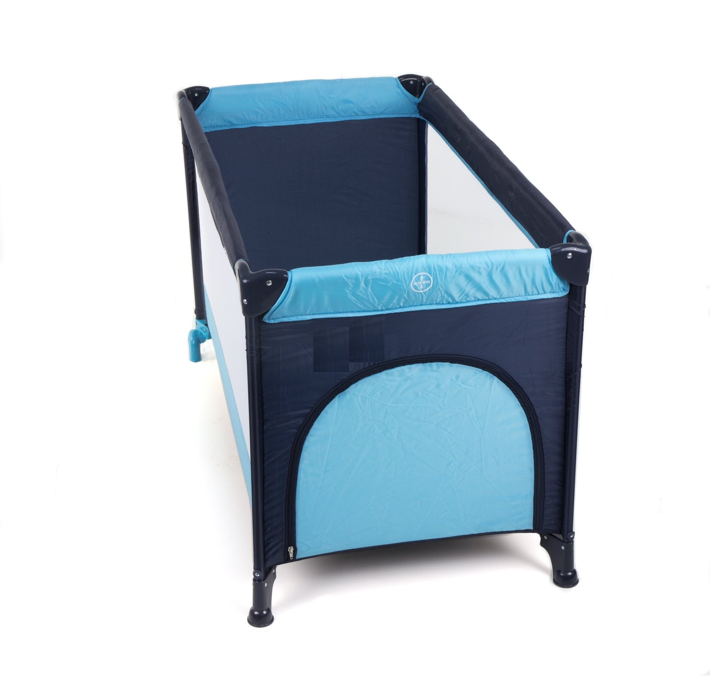 Patut Turistic pliabil Ideal Travel, ideal pentru calatori dar si patut traditional, design solid si elastic, constructie solida in 7 puncte, material premium, saltea moale si pliabila, geanta transport inclusa culoare albastru