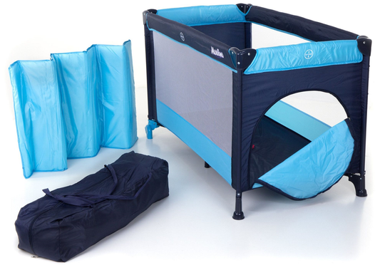 Patut Turistic pliabil Ideal Travel, ideal pentru calatori dar si patut traditional, design solid si elastic, constructie solida in 7 puncte, material premium, saltea moale si pliabila, geanta transport inclusa culoare albastru