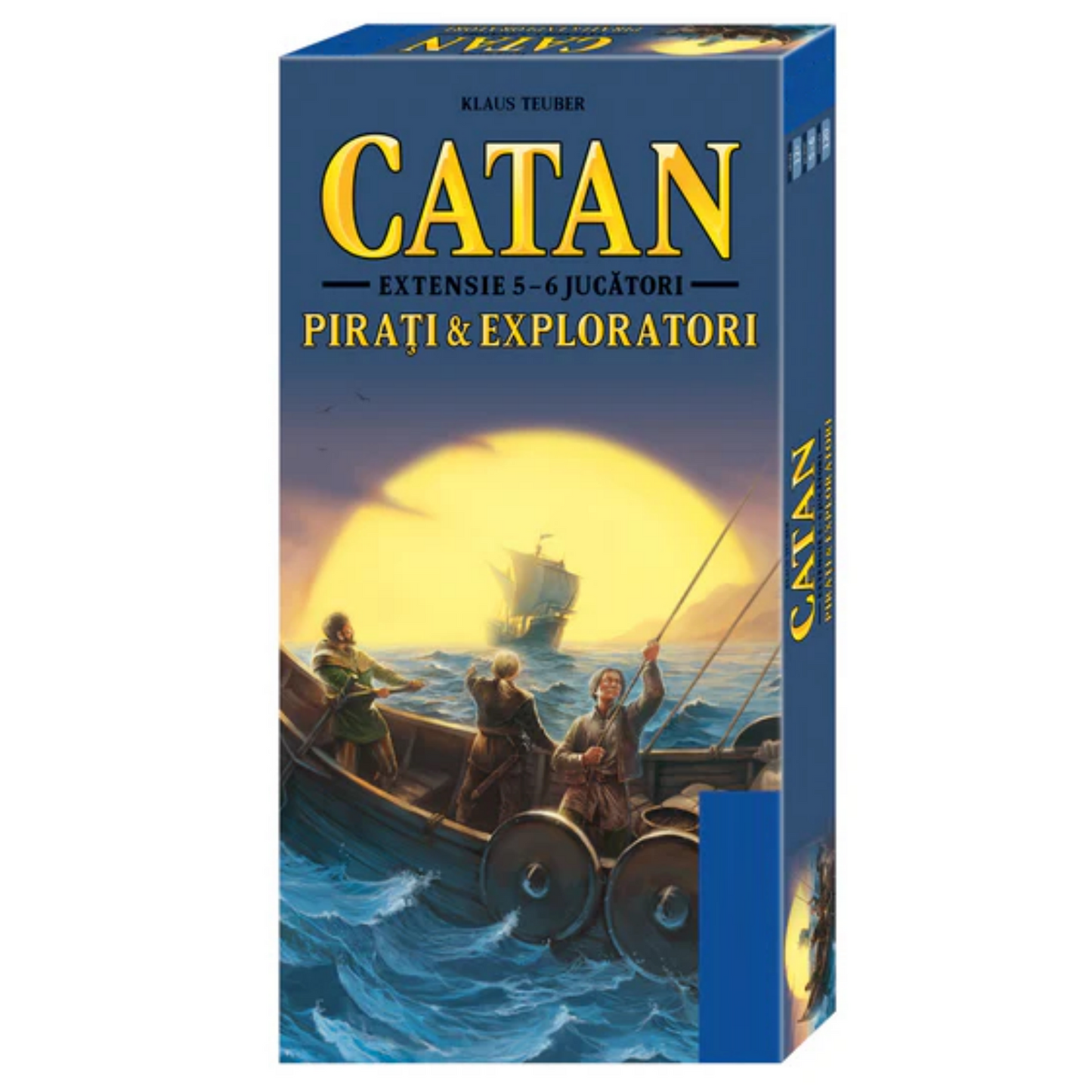 Joc de Societate CATAN idealStore - Extensie Pirati si Exploratori, 5-6 Jucatori, Include 44 Figurine, 12 Regiuni, 6 Jetoane, 2 Figurine, Regulament Inclus, Varsta recomandata 12+