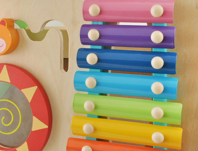 Premergator Interactiv IDL Wooden Puzzle, ajuta la invatarea primilor pasi, dezvolta abilitati manuale, coordoneaza miscarea si dezvolta simturile, Material : Lemn, Culoare : Multicolor