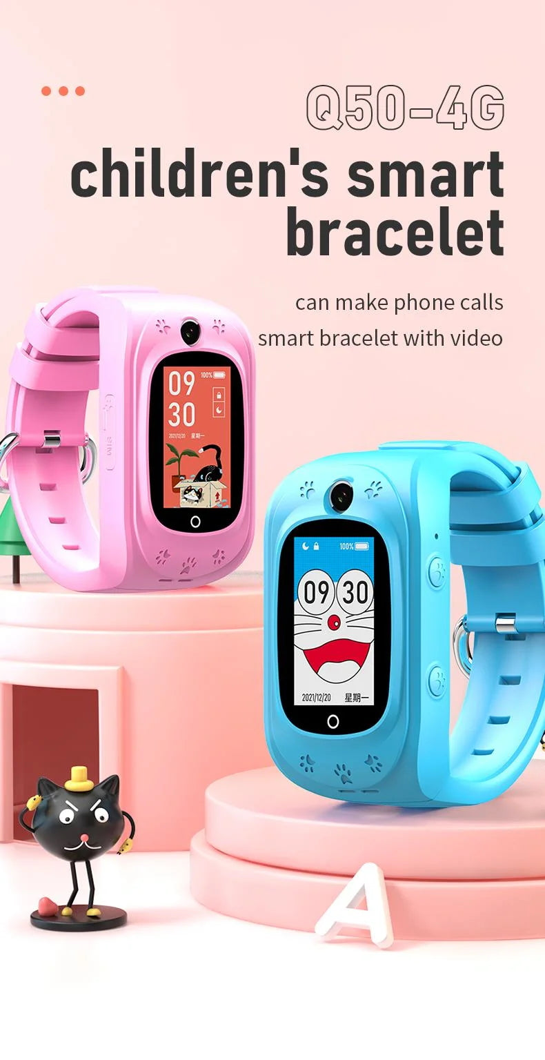 Ceas SmartWatch Pentru Copii ProKids idealStore, Ecran Tactil Color 1.14 inch, Functie Telefon, Apel Video, Interactiune Vocala Inteligenta, Monitorizare GPS in Timp Real, Buton SOS, Istoric Traseu, Alarma Perimetru de Securitate, Wifi/Bluetooth, Albastru