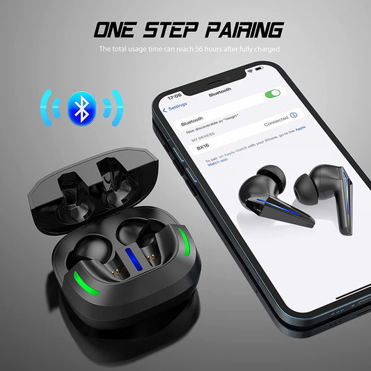 Casti Wireless ProSound IdealStore Fara Fir, Bluetooth 5.1, Autonomie 60h, Control prin Atingere, Afisare digitala Dual LED, Asociere Automata, Microfon incorporat, Baterie 470 mAh, Black Edition Headphone