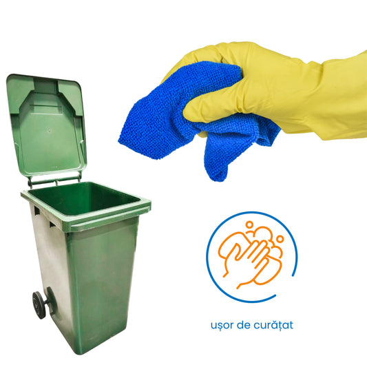 Pubela profesionala rezistenta, 120 l, IdealStore EcoPub, cu capac, roti durabile, din plastic de inalta densitate HPDE, rezistenta la inghet si la calduri mari, usor de curatat, verde