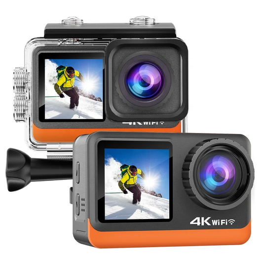 Camera de Actiune idealSTORE, Ecran Dublu Color tactil IPS, 4K Ultra HD 60 FPS/120FPS, HDMI, Waterproof, Android / iOS
