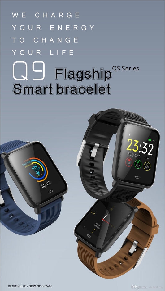 Ceas Smartwatch si Bratara Fitness Qatar 9 Duo, Cu Monitorizare Puls, Pasi, Calorii, Notificare Mesaje, IP67 Waterproof, Culoare Coral Blue, Alaturi de Bratara de Rezerva CADOU