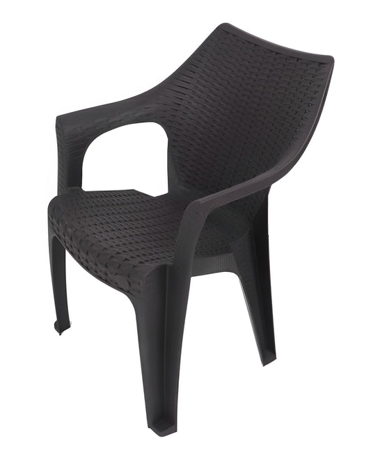 Scaun de Gradina, Terasa, idealSTORE, Fabricat din Plastic, Polietilena, Dimensiuni 61 x 60 x 81 cm, Rezistent la Actiunea Factorilor Atmosferici Nocivi si a Razelor UV, Culoare Maro, Greutatea maxima 120 Kg