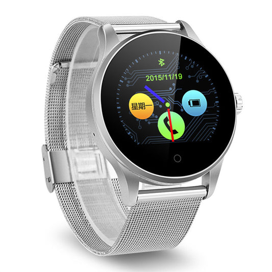 Ceas Smartwach Elegance Stylish 88, Curea metalica, Design modern, G-senzor, Monitorizare ritm cardiac, Conectivitate Android/Ios, Pedometru, Monitorizare Somn, Sincronizare Agenda, Culoare Argintiu