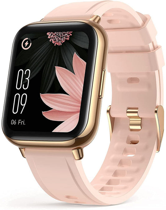 Ceas SmartWatch Saphir idealStore, Ecran HD 1.69 inch, Notificari Apeluri/Mesaje, Monitorizare Fitness, Ritm Cardiac si Tensiune Arteriala, Compatibil iOS/Android, Auriu