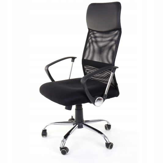 Scaun de Birou pivotant cu reglare inaltime si ventilatie idealSTORE Matrix Black Chair, Echipat cu tapiterie din microgriduri