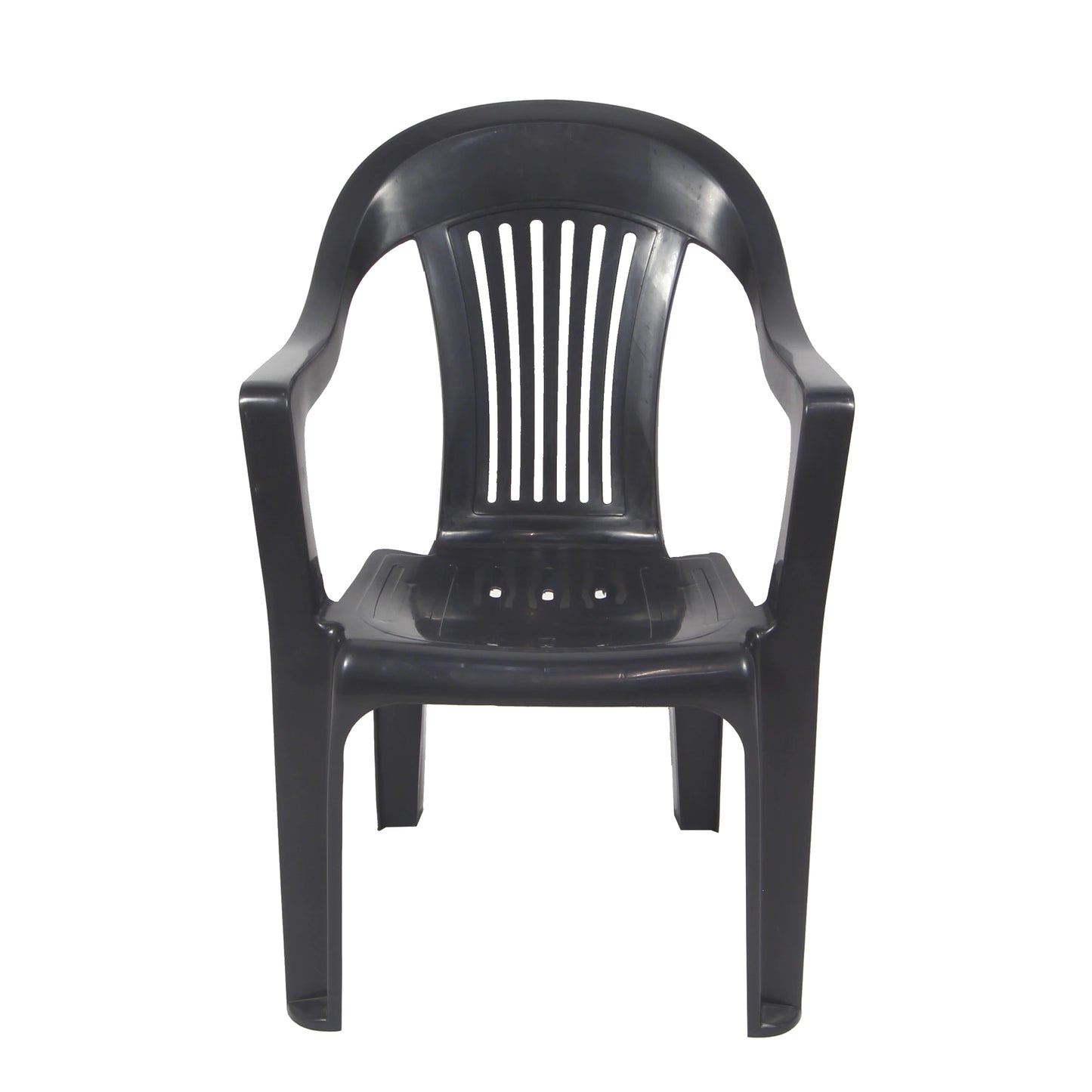 Scaun pentru gradina idealStore MountBeach, 56x54x80cm, Realizat din plastic de inalta calitate cu forma moderna, Accesorizat cu spatar si brate laterale pentru o buna relaxare, Durabilitate sporita, Culoare Antracit