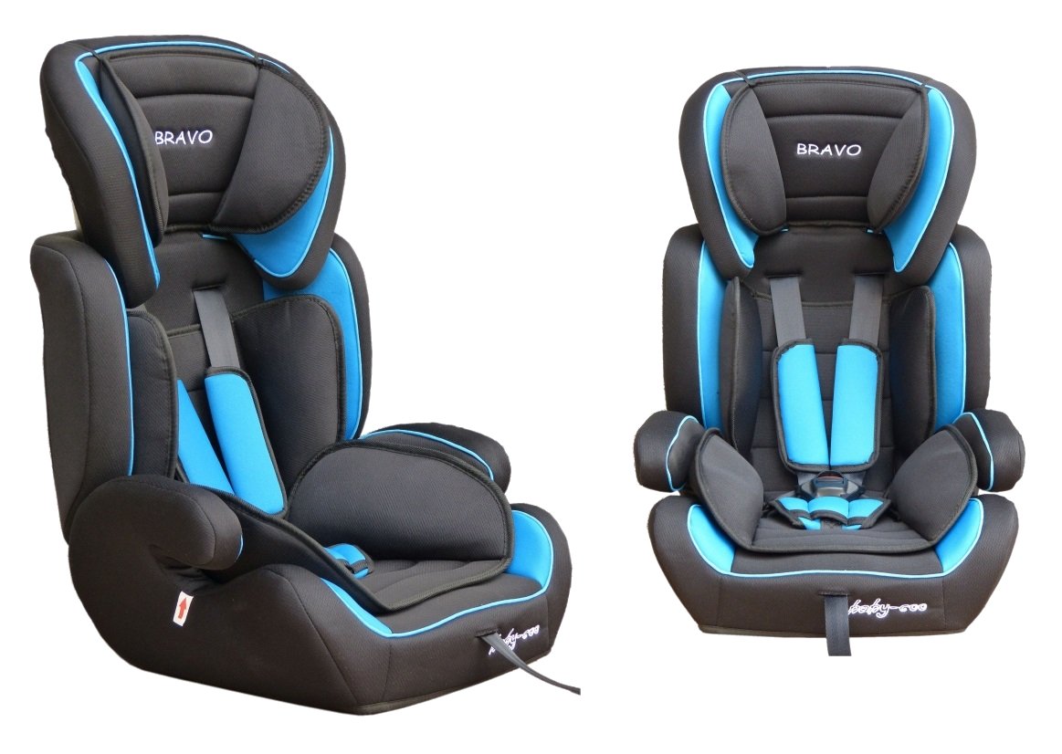 Scaun auto PROFESIONAL pentru copil Bravo Junior Blue, Model Deluxe, Pentru 3 grupe de greutate intre 9-36 KG,, Culoare Negru-Albastru, ce asigura maximul de siguranta si confort pentru copilul dumneavoastra, ideal pentru calatorii